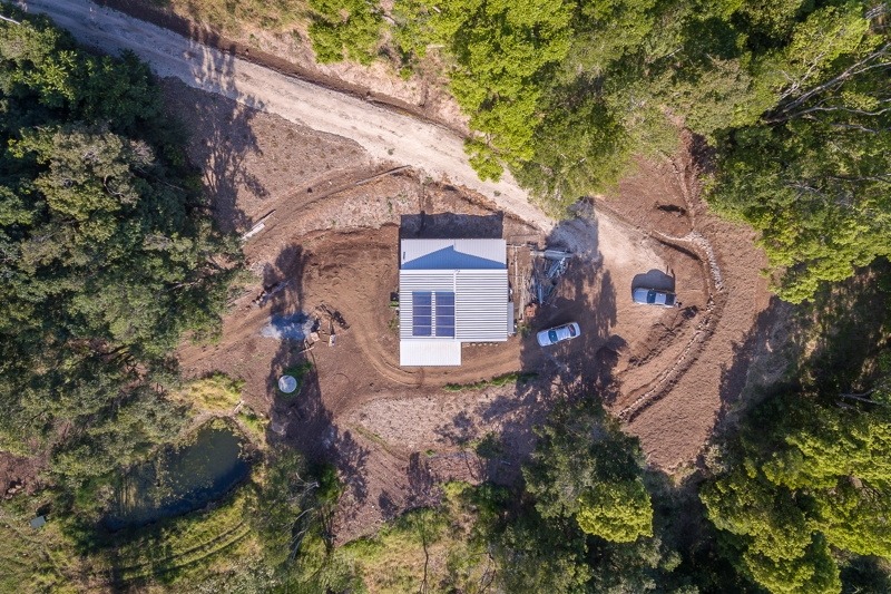 Aerial view of the Byron granny flat built from four 20ft containers