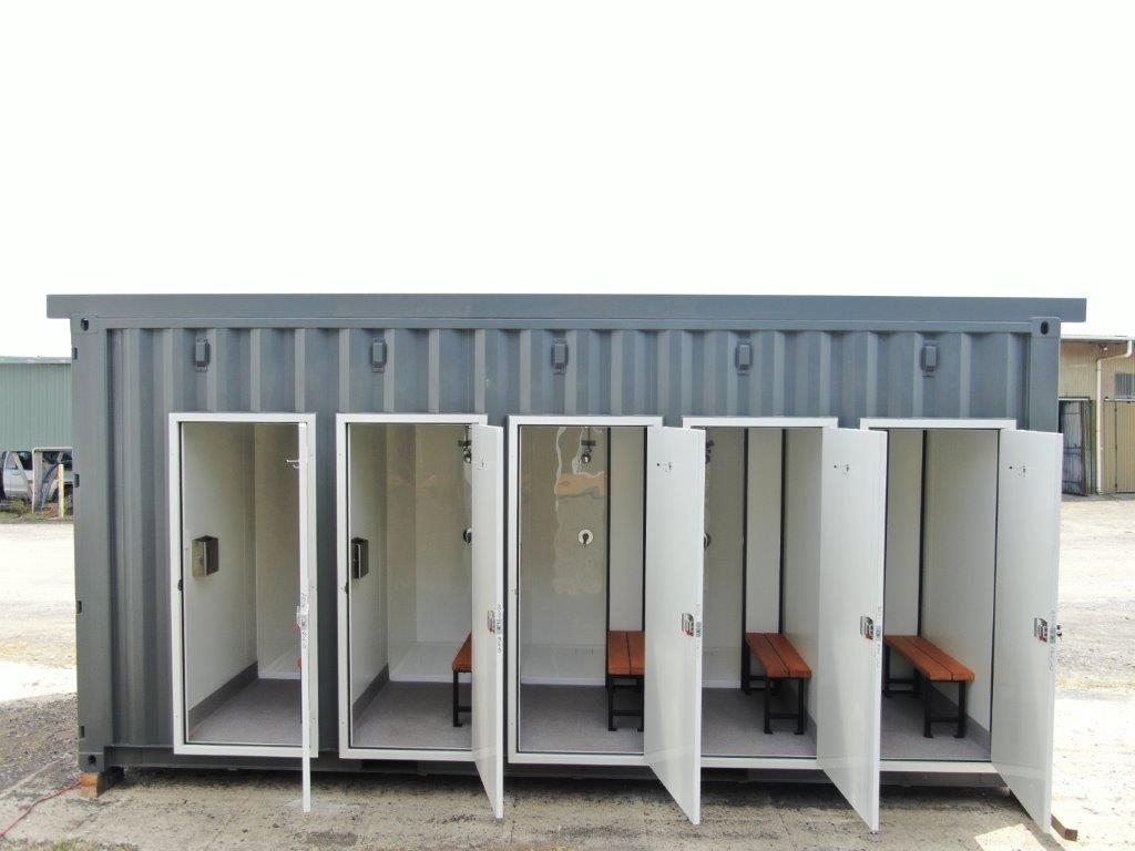 Five-shower ablution block exterior — Australian factory-built sporting club amenities
