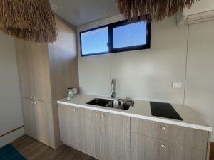 Kitchenette with oak finishes — Burnett Heads, Queensland